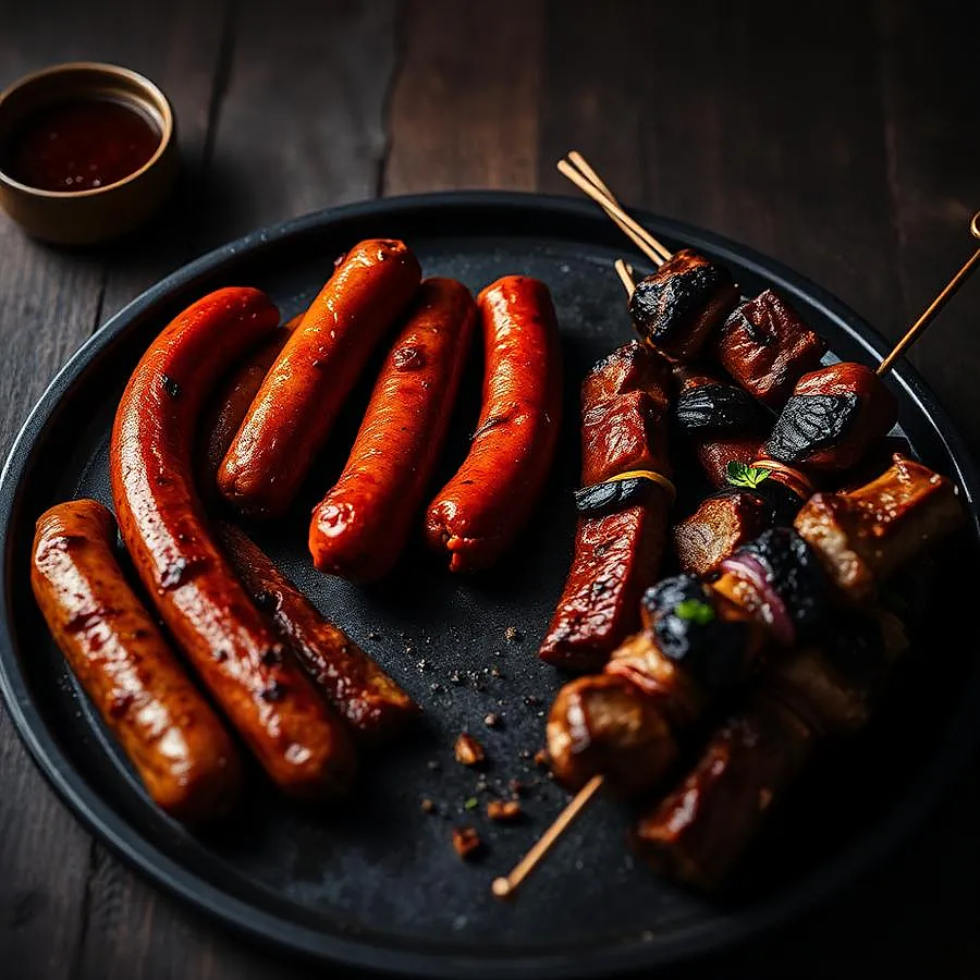 Merguez et brochettes préparées maison